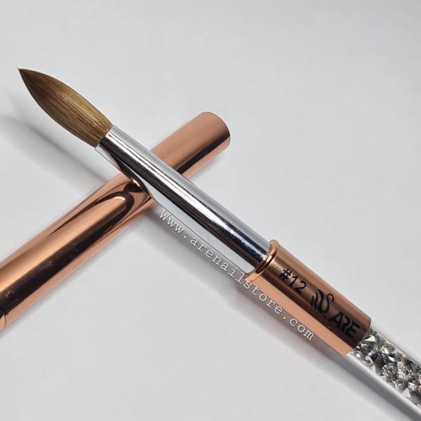 Pincel Aplicacion ACRILICO NATURAL #12 ORO ROSA CON CRISTALES