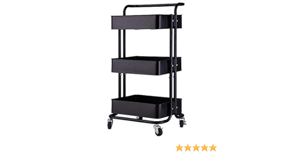 Carrito ayudante de 3 niveles negro