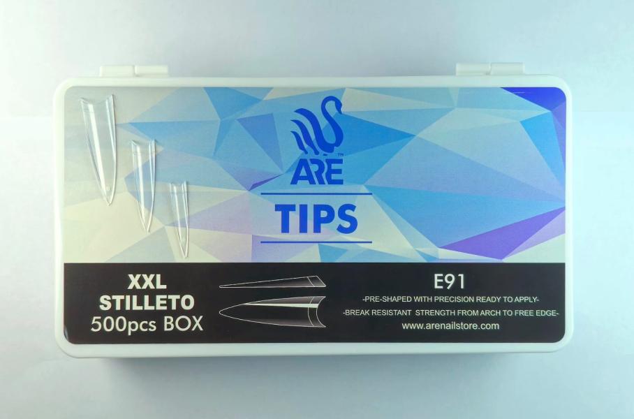 E91 tip  XXL Stiletto tradicional transparente