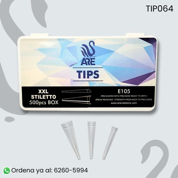 E105  tip  XXL Stiletto tradicional AGUJA transparente