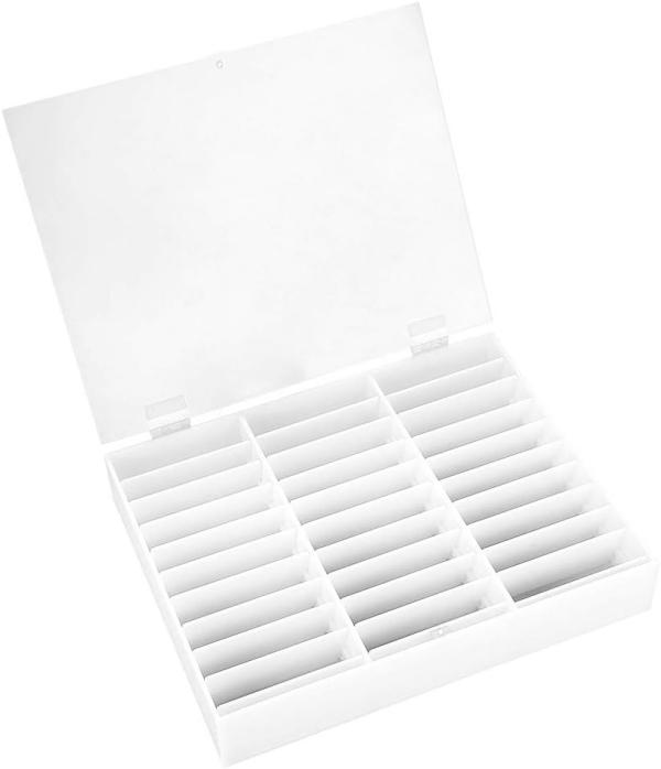 Caja Plastica exhibidora de muestras de dise&ntilde;o peque&ntilde;a blanca