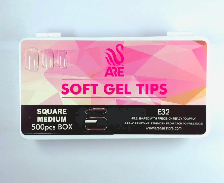 E32 TIP DE GEL CUADRADO SEMI MATE MEDIANO