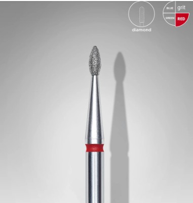 Fresa diamantada tipo gota roja
