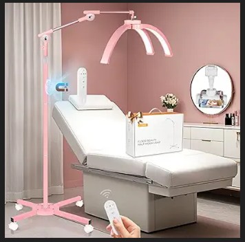 Lampara de iluminaci&oacute;n media luna de pie Rosado