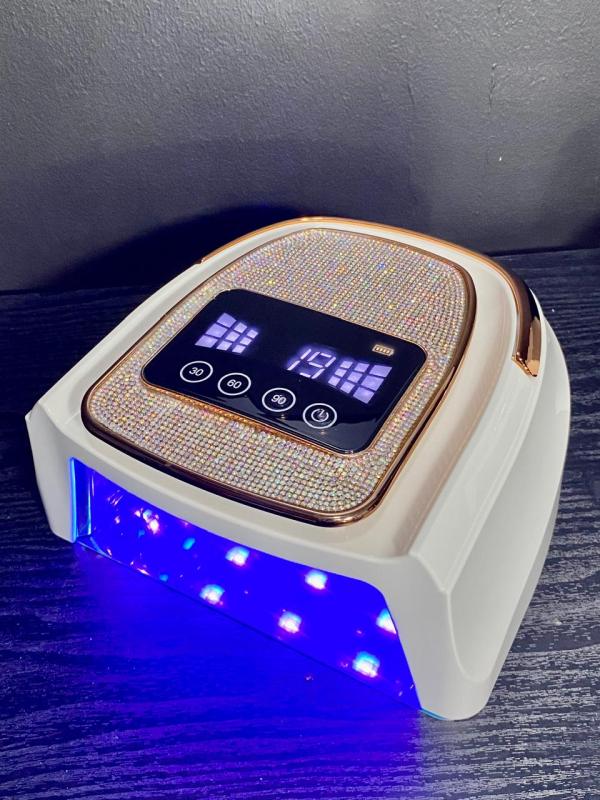 Lampara de secado pantalla tactil con sensor dorada con cristales